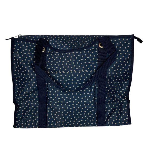 Thirty-One All-Day Organizing Tote Navy Blue Dancing Dot - Picture 1 of 8